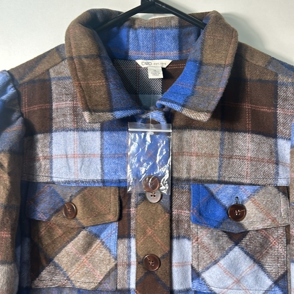 CATO FLEECY POLYESTER PLAID CROPPED FLAP POCKETS BUTTONS UP SIZE SMALL - Picture 7 of 12